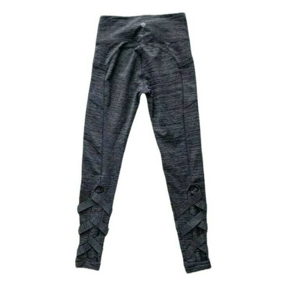 Athleta Cut Out Criss-Cross Chaturanga Ribbon Leggings In Gray Space Dye Size S - Picture 3 of 7